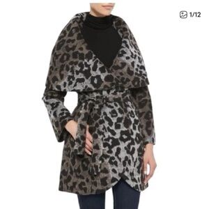 Tahari Marla Leopard Wrap Coat